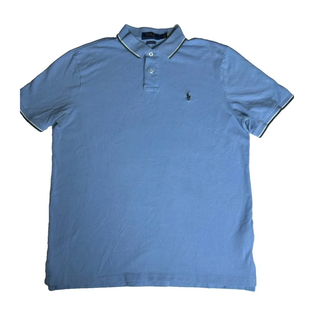 Polo Ralph Lauren Classic Fit Polo Shirt Mens Size Medium Light Blue